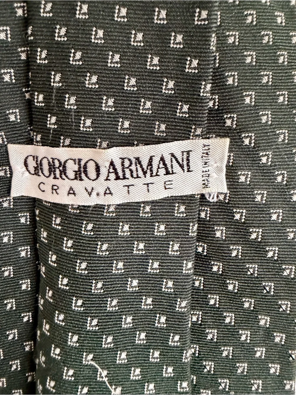 Giorgio Armani Dark Green Micro-Pattern Silk Tie